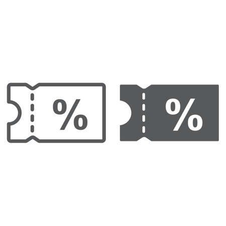 Discount Coupon line and glyph icon, e commerce and marketing, sale sign vector graphics.のイラスト素材
