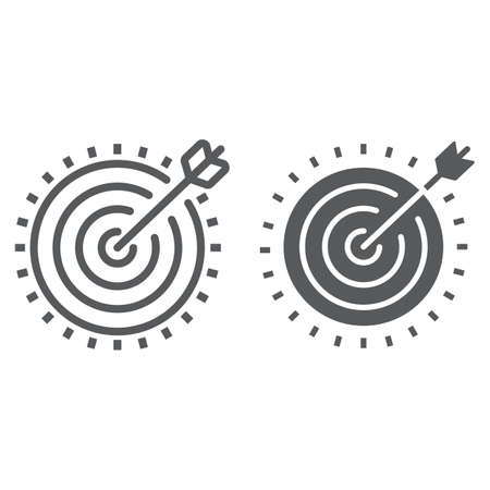 Target line and glyph icon, development and business, dartboard sign vector graphics, a linear pattern on a white background, eps 10.のイラスト素材