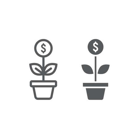 Successful investment line and glyph icon, development and business, money growth sign vector graphics, a linear pattern on a white background.のイラスト素材