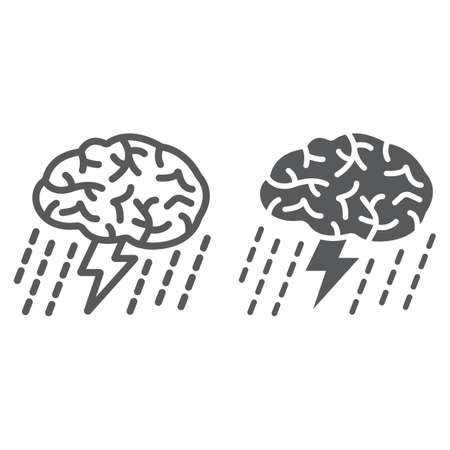 Brainstorm line and glyph icon, development and business, creativivty sign vector graphics, a linear pattern on a white background, eps 10.のイラスト素材