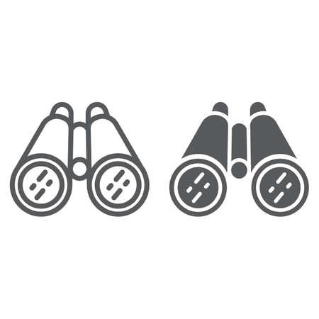 Competitive analysis line and glyph icon, development and business, binocular sign vector graphics, a linear pattern on a white background, eps 10.のイラスト素材