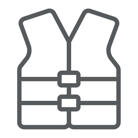 Life vest line icon, safety and swimming, life jacket sign vector graphics, a linear pattern on a white background, eps 10.のイラスト素材