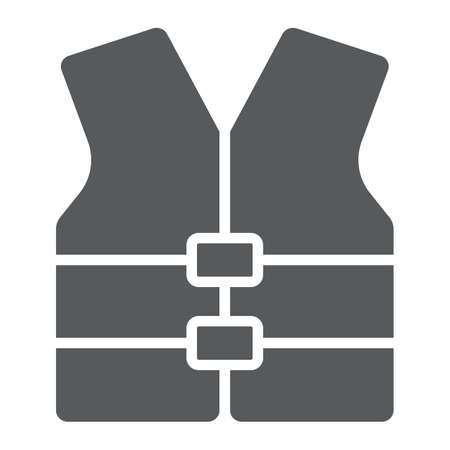 Life vest glyph icon, safety and swimming, life jacket sign vector graphics, a solid pattern on a white background, eps 10.のイラスト素材