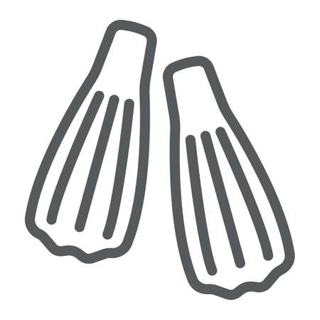 Swimming flippers line icon, diving and underwater, fins sign vector graphics, a linear pattern on a white background, eps 10.のイラスト素材