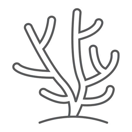Coral thin line icon, ocean and underwater, tropical sign vector graphics, a linear pattern on a white background, eps 10.のイラスト素材