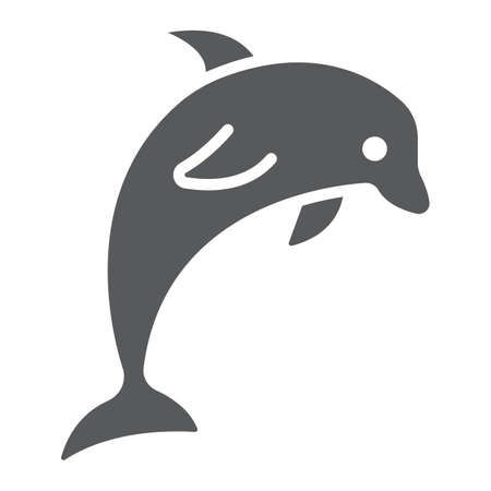 Dolphin glyph icon, animal and underwater, aquatic sign vector graphics, a solid pattern on a white background, eps 10.のイラスト素材
