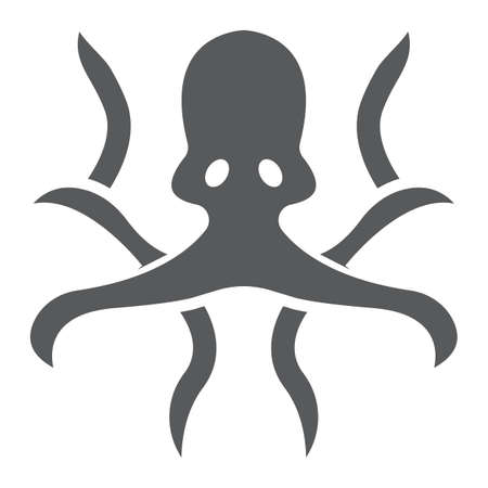 Octopus glyph icon, animal and underwater, aquatic sign vector graphics, a solid pattern on a white background, eps 10.のイラスト素材