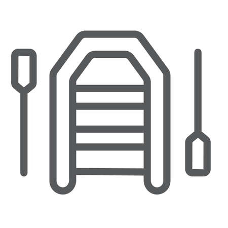 Inflatable Boat With Peddles line icon, diving and underwater, rubber boat sign vector graphics, a linear pattern on a white background, eps 10.のイラスト素材