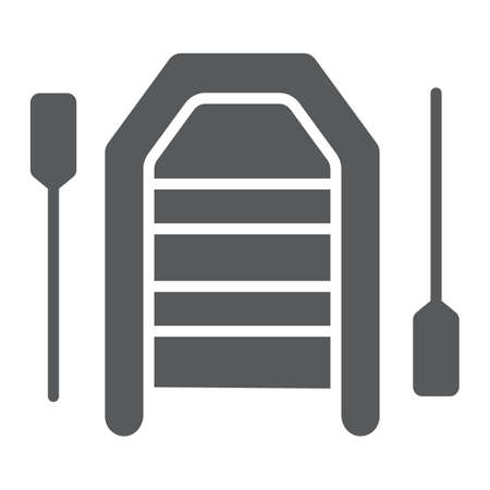 Inflatable Boat With Peddles glyph icon, diving and underwater, rubber boat sign vector graphics, a solid pattern on a white background, eps 10.のイラスト素材