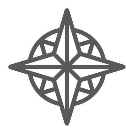 Compass line icon, navigator and geography, wind rose sign vector graphicsのイラスト素材