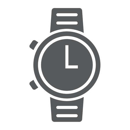 Watch glyph icon, clock and time, starp sign vector graphics, a solid pattern on a white background, eps 10.のイラスト素材