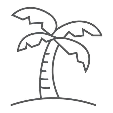Palm tree thin line icon, travel and tourism, island sign vector graphics, a linear pattern on a white background.のイラスト素材