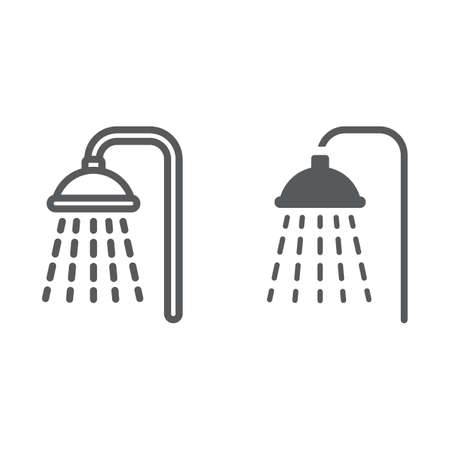 Shower line and glyph icon, real estateの写真素材