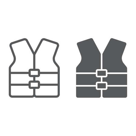 Life vest line and glyph icon, safety and swimming, life jacket sign vector graphics, a linear pattern on a white background, eps 10.のイラスト素材