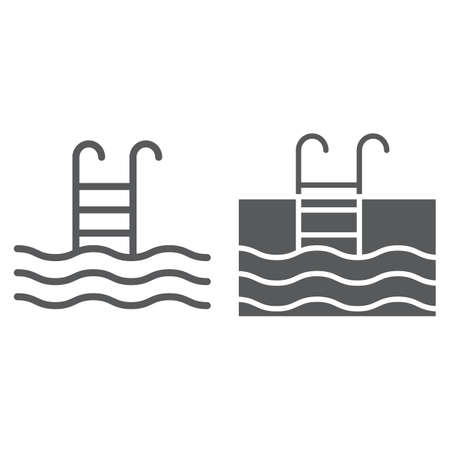 Swimming Pool line and glyph icon, diving and underwater, pool practice sign vector graphics, a linear pattern on a white background, eps 10.のイラスト素材