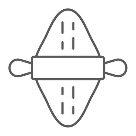 Rolling pin thin line icon, kitchen and cooking, bakery sign vector graphics, a linear pattern on a white background, eps 10.のイラスト素材