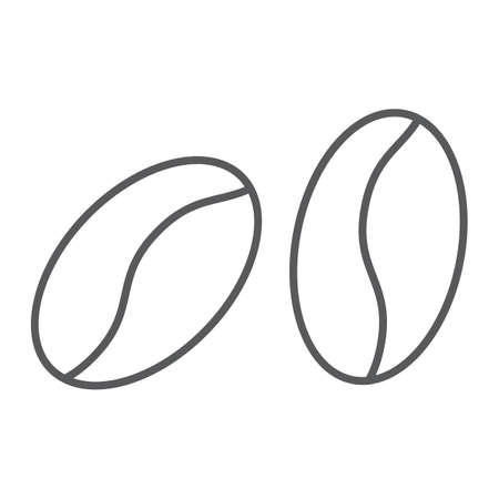Coffee beans thin line icon, coffee and cafe, arabic sign vector graphics, a linear pattern on a white background, eps 10.のイラスト素材