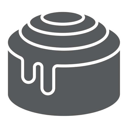 Cinnamon Bun Roll glyph icon, sweet and tasty, dessert sign vector graphics, a solid pattern on a white background, eps 10.のイラスト素材