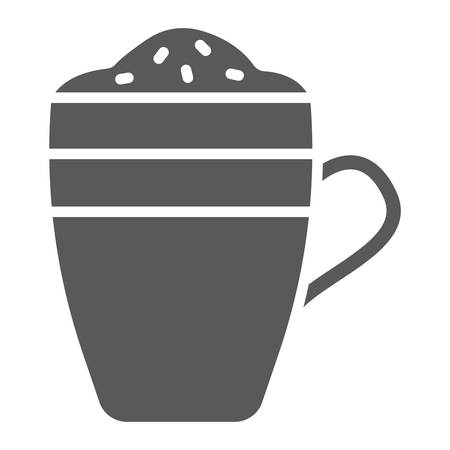 Latte glyph icon, coffee and cafe, coffee mug sign vector graphics, a solid pattern on a white background, eps 10.のイラスト素材