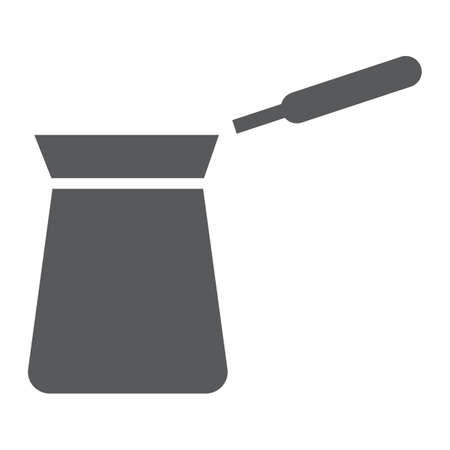 Turkish cezve glyph icon, coffee and cafe, turkish coffee sign vector graphics, a solid pattern on a white background, eps 10.のイラスト素材