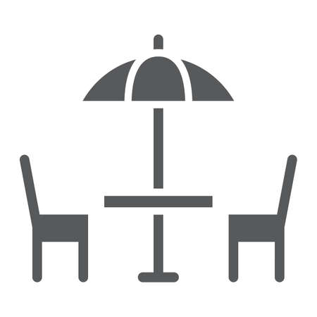 Street Cafe glyph icon, table and chair, umbrella sign vector graphics, a solid pattern on a white background, eps 10.のイラスト素材