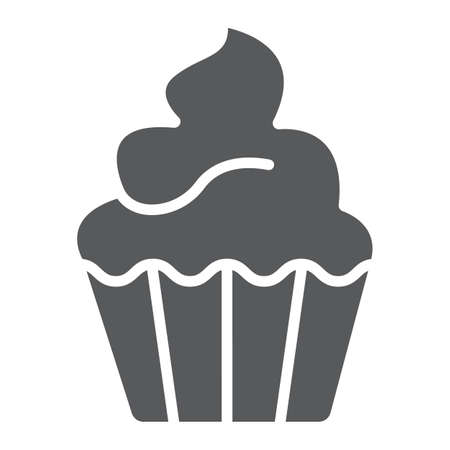 Cupcake glyph icon, sweet and tasty, dessert sign vector graphics, a solid pattern on a white background, eps 10.のイラスト素材