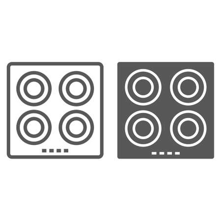 Electric hot plate line and glyph icon, kitchen and cooking surface, household sign vector graphics, a linear pattern on a white background, eps 10.のイラスト素材