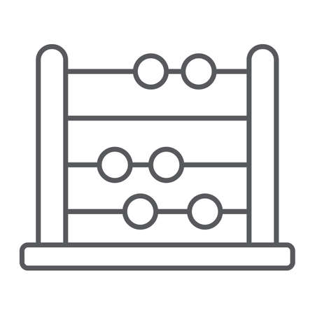 Abacus thin line icon, school and education, math sign vector graphics, a linear pattern on a white background, eps 10.のイラスト素材
