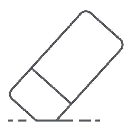 Eraser thin line icon, school and education, rubber sign vector graphics, a linear pattern on a white background.のイラスト素材