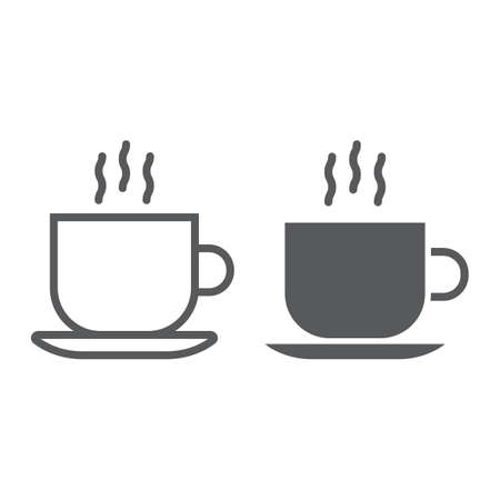 Americano line and glyph icon, coffee and cafe, hot coffee sign vector graphics, a linear pattern on a white backgroundのイラスト素材