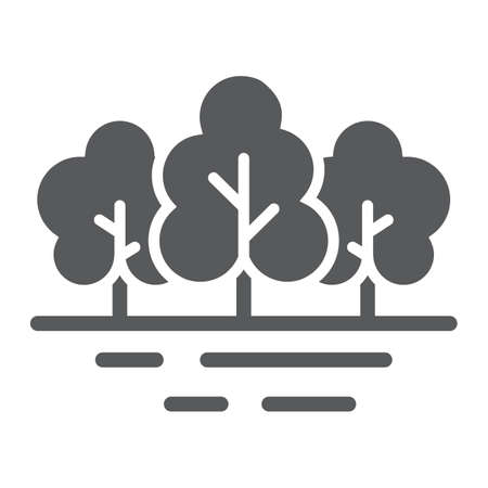 Forest glyph icon, travel and tourism, tree sign vector graphics, a solid pattern on a white backgroundのイラスト素材
