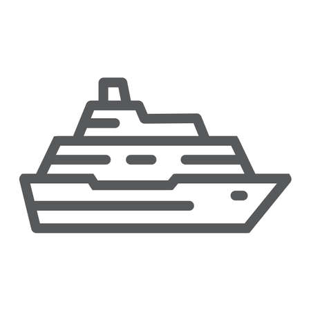 Cruise ship line icon, travel and tourism, boat sign vector graphics, a linear pattern on a white backgroundのイラスト素材