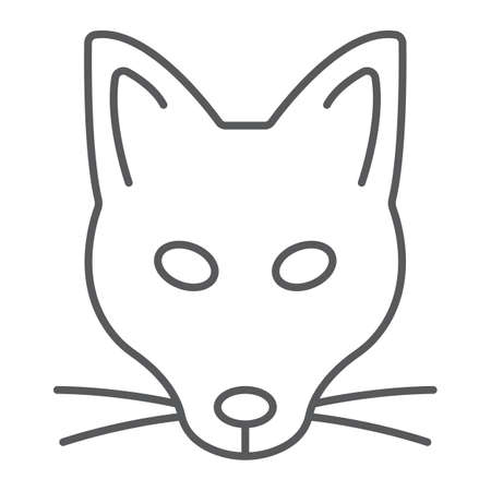 Fox thin line icon, animal and zoo, mascot sign vector graphics, a linear pattern on a white background, eps 10.のイラスト素材