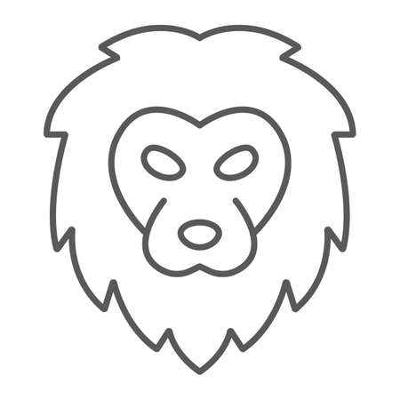 Lion thin line icon, animal and zoo, cat sign vector graphics, a linear pattern on a white background, eps 10.のイラスト素材