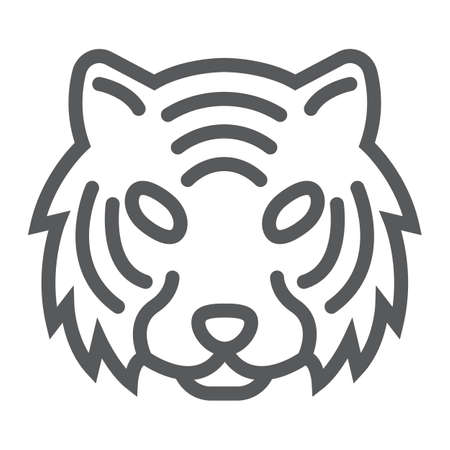 Tiger line icon, animal and zoo, cat sign vector graphics, a linear pattern on a white background, eps 10.のイラスト素材