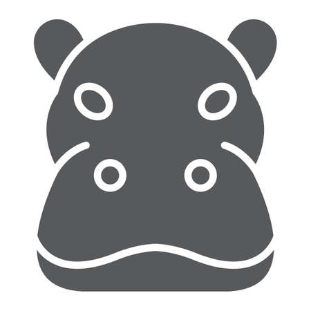 Hippo glyph icon, animal and zoo, hippopotamus et sign vector graphics, a solid pattern on a white background, eps 10.のイラスト素材