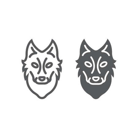 Wolf line and glyph icon, animal and zoo, dog sign vector graphics, a linear pattern on a white...