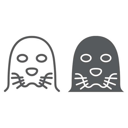 Seal line and glyph icon, animal and zoo, mammal et sign vector graphics, a linear pattern on a white background, eps 10.のイラスト素材