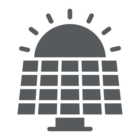 Solar panel glyph icon, ecology and energy, green energy sign, vector graphics, a solid pattern on a...