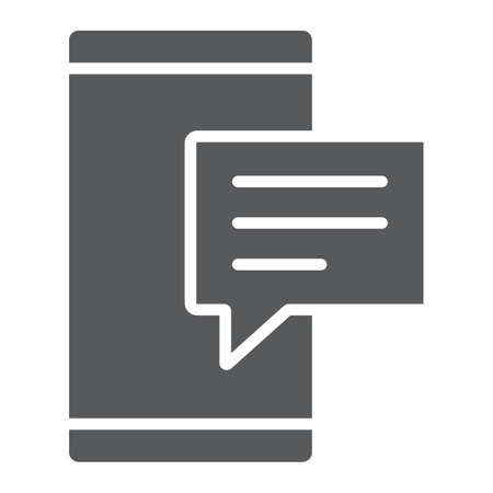 Sms glyph icon, smartphone and message, contact sign, vector graphics, a solid pattern on a white background, eps 10.のイラスト素材