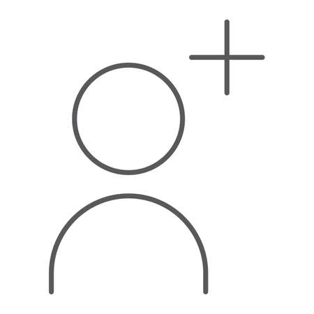 Add contact thin line icon, friend and person, button sign, vector graphics, a linear pattern on a white backgroundの写真素材