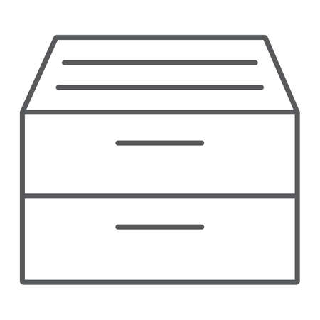 Archive storage thin line icon, office and work, folder sign, vector graphics, a linear pattern on a white background, eps 10.のイラスト素材