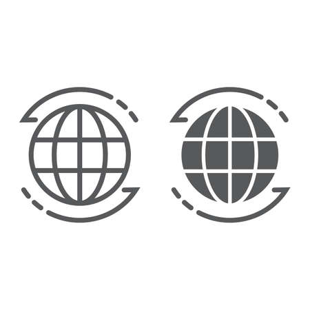Worldwide line and glyph icon, globe and world, planet sign, vector graphics, a linear pattern on a white background, eps 10.の写真素材