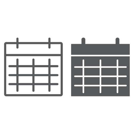 Calendar line and glyph icon, month and day, date sign, vector graphics, a linear pattern on a white background, eps 10.の写真素材