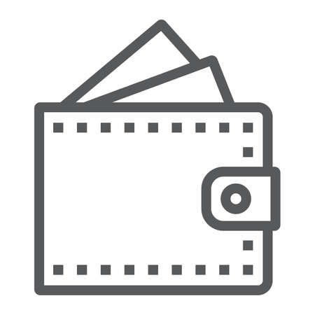 Wallet line icon, finance and banking, purse vector graphics, a linear pattern on a white background, eps 10.の写真素材