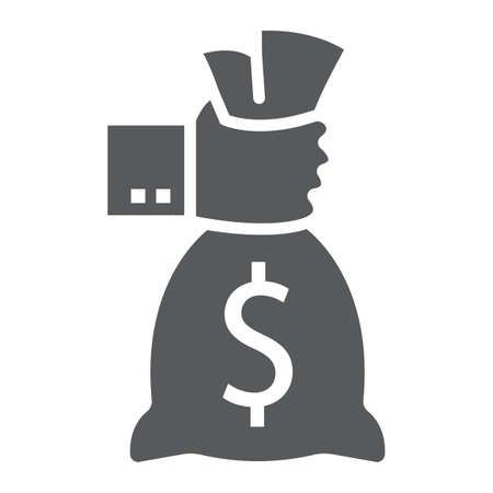 Hand holding money glyph icon, finance and banking, investment sign, vector graphics, a solid pattern on a white background, eps 10.のイラスト素材