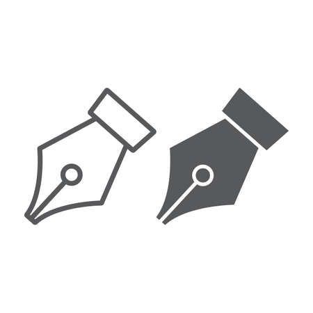 Pen tool line and glyph icon, tools and design, fountain pen sign, vector graphics, a linear pattern on a white background, eps 10.のイラスト素材