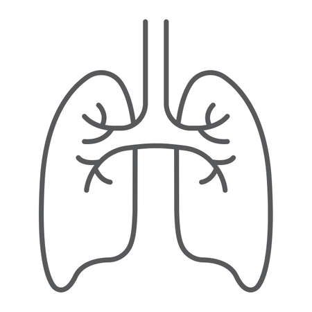 Lungs thin line icon, anatomy and biology, pulmonology sign, vector graphics, a linear pattern on a white background, eps 10.のイラスト素材