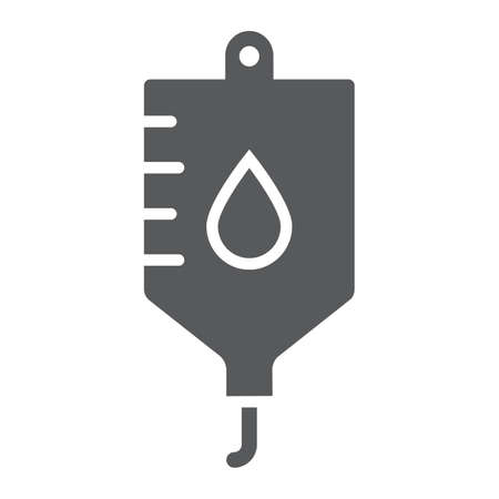 Blood bag glyph icon, hospital and medicine, iv bag sign, vector graphics, a solid pattern on a white background, eps 10.のイラスト素材