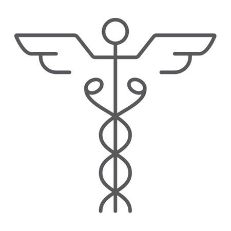Caduceus thin line icon, medical and hospitalの写真素材